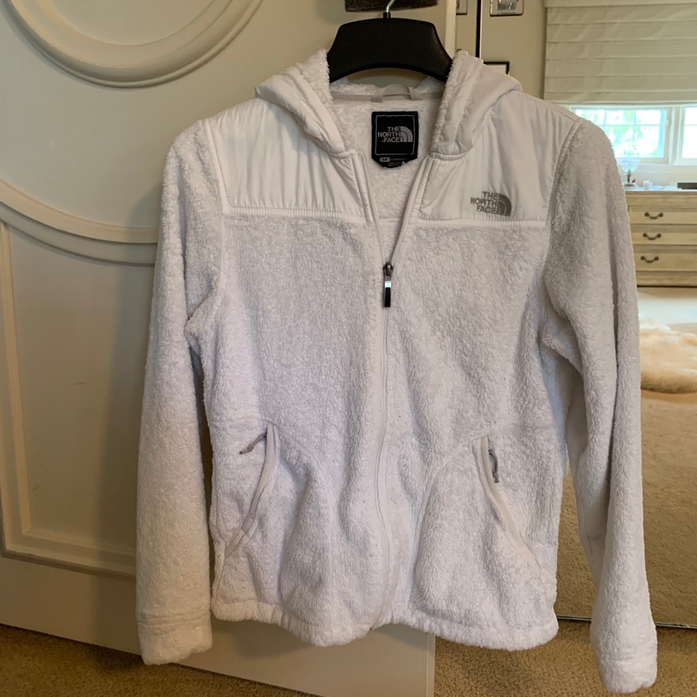The North Face White Furry Fleece Hooded Jacket